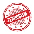 TERRORISM text written on red grungy round stamp