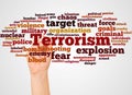 Terrorism word cloud and hand with marker concept Royalty Free Stock Photo