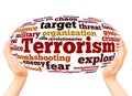 Terrorism word cloud hand sphere concept Royalty Free Stock Photo