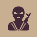 Terrorist in balaclava mask, icon Royalty Free Stock Photo