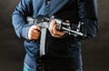 Terrorist holding kalashnikov rifle Royalty Free Stock Photo