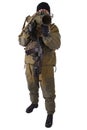 Terrorist with kalashnikov rifle with under-barrel grenade launcher Royalty Free Stock Photo