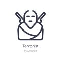 terrorist outline icon. isolated line vector illustration from insurance collection. editable thin stroke terrorist icon on white Royalty Free Stock Photo