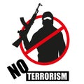 Terrorist with weapon. Stop terrorism.