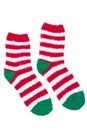 Terry hollow warm Christmas socks on a white background closeup Royalty Free Stock Photo