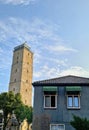 Vertical shot of the Brandaris lighthouse tower at West Terschelling in Netherlands Royalty Free Stock Photo