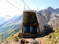 Terskol, Kabardino-Balkaria RUSSIA - August 14, 2007, cableway to climb Mount Cheget, place for loading and unloading