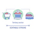 Tertiary sector concept icon. Business produce services idea thin line illustration. Customer service and tourism