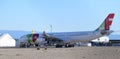 Teruel, Spain- October 24, 2019: Air Portugal company plane at the scrapping airport of Teruel Spain