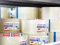 Tesa transparent packing tape rolls on display in retail shelf Royalty Free Stock Photo