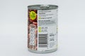 Tesco Branded Tin of Kidney Beans in Recyclable Can Displaying Various Symbols for Energy Content and Recycling