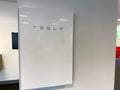 A Tesla Battery Powerwall at the Tesla dealership in Tampa, FL