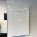 A Tesla Battery Powerwall at the Tesla dealership in Tampa, FL