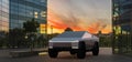 Tesla Cybertruck in the city Royalty Free Stock Photo