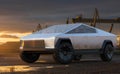 Tesla Cybertruck in an industrial landscape Royalty Free Stock Photo