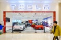 Tesla electric car sales shop battery electric vehicle Royalty Free Stock Photo