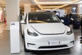 Tesla electric cars display on the showroom in the shopping mall, Bangkok