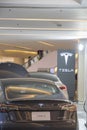 Tesla electric cars display on the showroom in the shopping mall, Bangkok