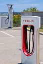 Tesla and Ionity charger Royalty Free Stock Photo