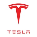 Tesla logo editorial illustrative on white background