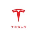 Tesla logo white background editorial illustrative Royalty Free Stock Photo