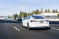 Tesla Model S 85D driving on the freeway Royalty Free Stock Photo