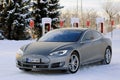 Tesla Model S Electric Car in Winter