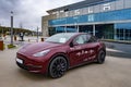 tesla model y midnight cherry red, Gigafactory Berlin-Brandenburg Tesla manufacturing location in Europe, our most advanced, Royalty Free Stock Photo