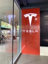 Tesla office, American company, electric car manufacturer Elon Musk, sales center, showroom in Germany, alternative energy