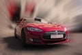 Tesla red car. Royalty Free Stock Photo