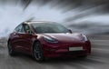 Tesla is a red car. Royalty Free Stock Photo