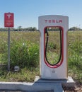 Tesla Supercharger in Flatonia, Texas, USA