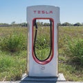 Tesla Supercharger in Flatonia, Texas, USA