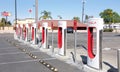 Tesla Supercharger station in Kettleman City, CA Royalty Free Stock Photo