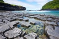 tessellated pavement rocks spread across a seashore Royalty Free Stock Photo
