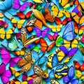 A tessellation of butterflies in various sizes and colors, fluttering in different directions4, Generative AI