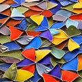 A tessellation of butterflies in various sizes and colors, fluttering in different directions2, Generative AI