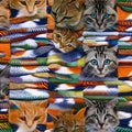 A tessellation of cats in various sizes and colors, playing in different directions2, Generative AI