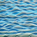A tessellation of waves in shades of blue and green2, Generative AI Royalty Free Stock Photo