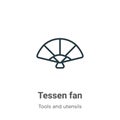 Tessen fan outline vector icon. Thin line black tessen fan icon, flat vector simple element illustration from editable tools and