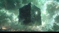 Tesseract cube moving between universe in the space between dimensions