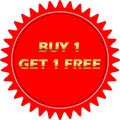 buy one get one free Golden red tag buy 1 get 1 free sign board vector sales tag Golden