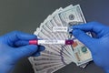 Test with blood, cure for coronavirus and money. Price of vaccines from 2019-nCoV