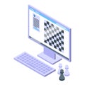 Test chess game icon isometric vector. Scientist expert