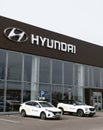 Test-drive cars parked near the Hyundai car automaker dealer center