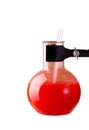 The test flask with red liquid on white background Royalty Free Stock Photo