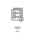 test icon vector from agile collection. Thin line test outline icon vector illustration