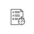 Test paper list and stopwatch line icon