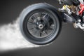 Test the rotation of the wheel of a motorcycle tire.
