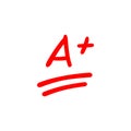 A+ test score, A plus letter grade mark, vector illustration design
